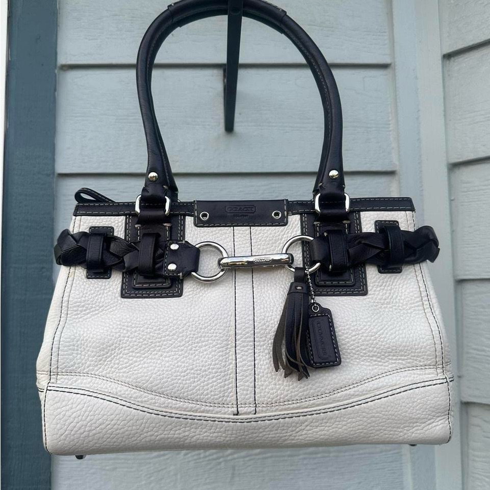 Coach Black And Cream Leather Satchel